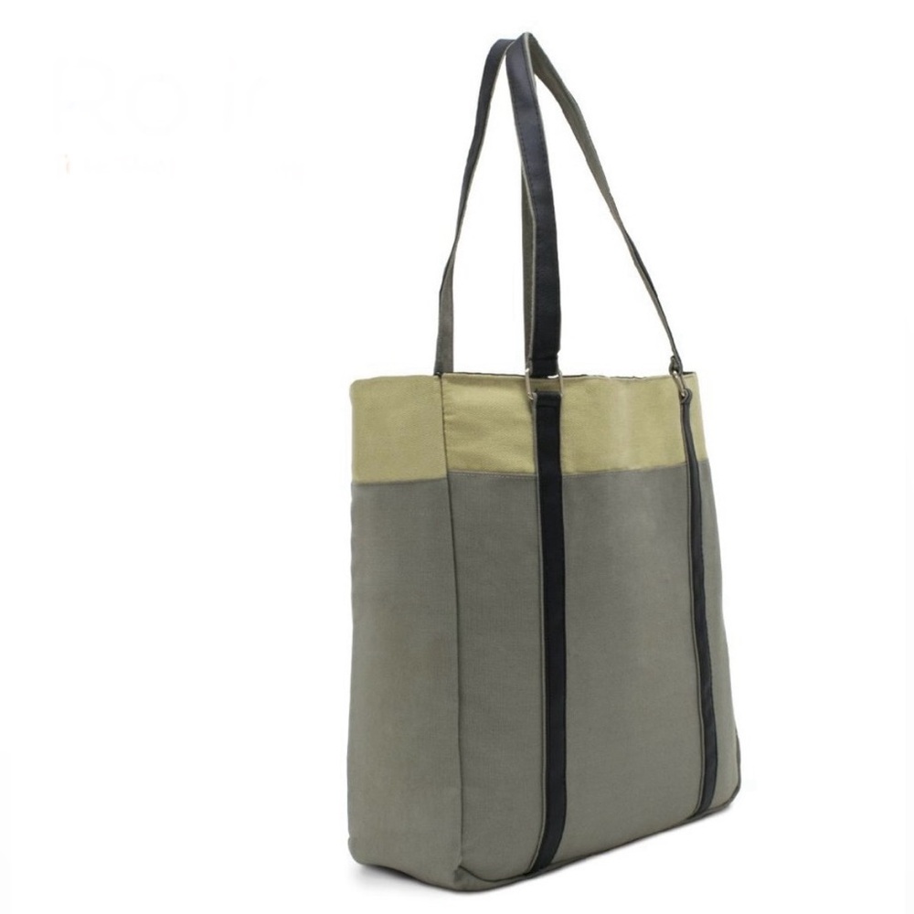 New X-Large Canvas Tote Grey/Khaki